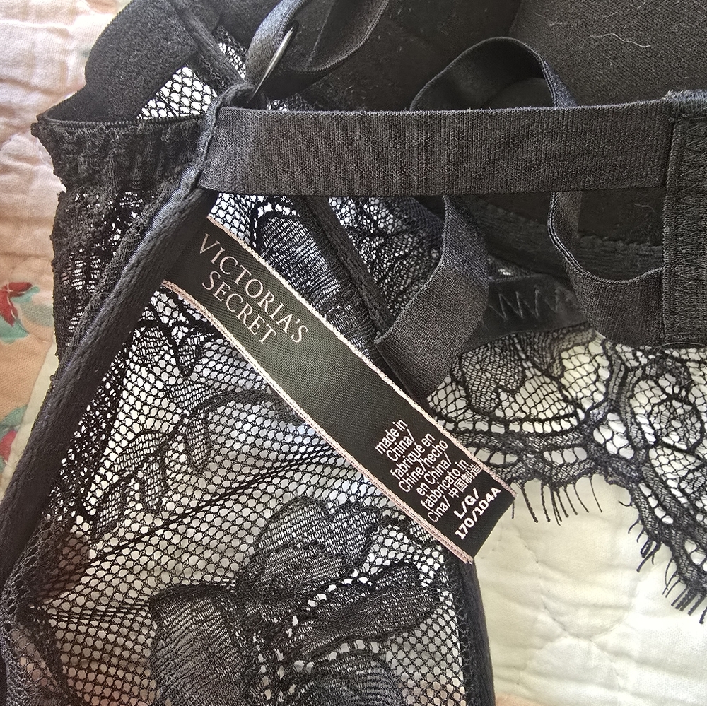 Victoria's Secret Black Very Sexy Bombshell BRA Cups Lace Teddy Size L - Picture 5 of 6